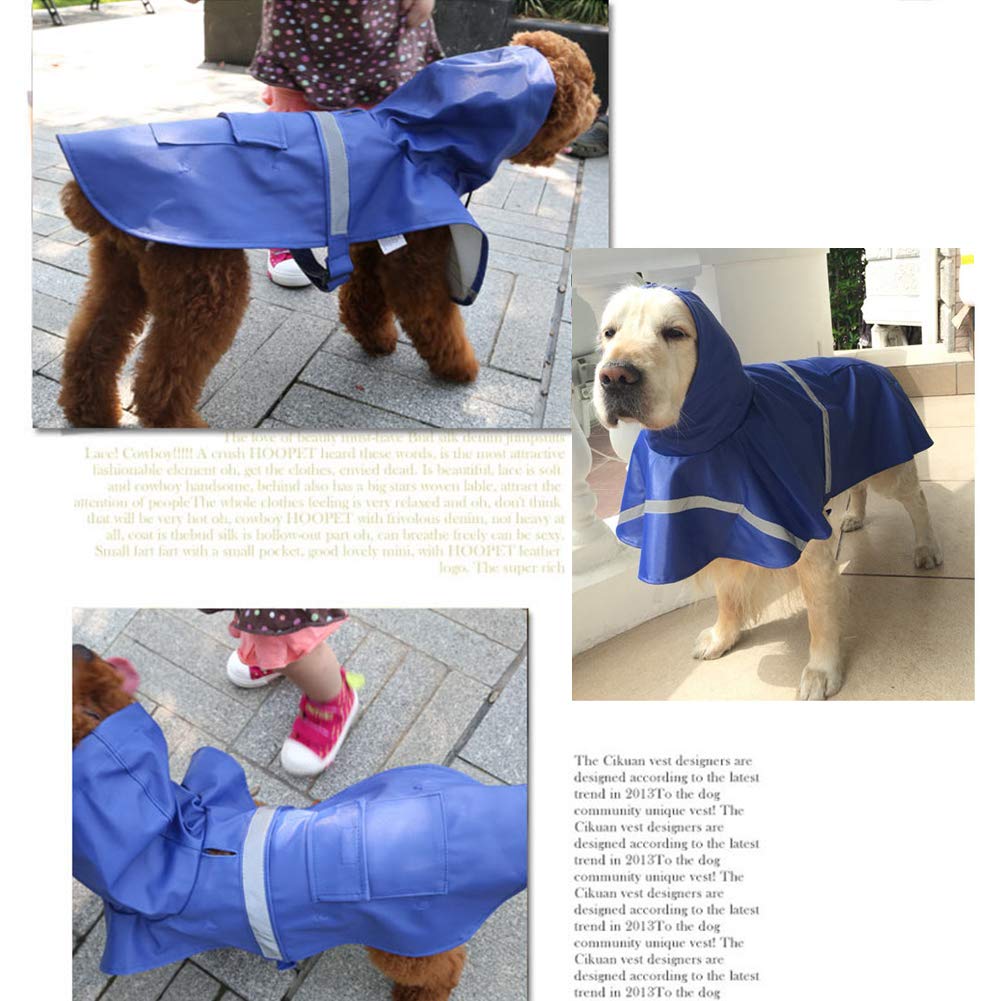 NACOCO Large Dog Raincoat Adjustable Pet Water Proof Clothes Lightweight Rain Jacket Poncho Hoodies with Strip Reflective (XL, B
